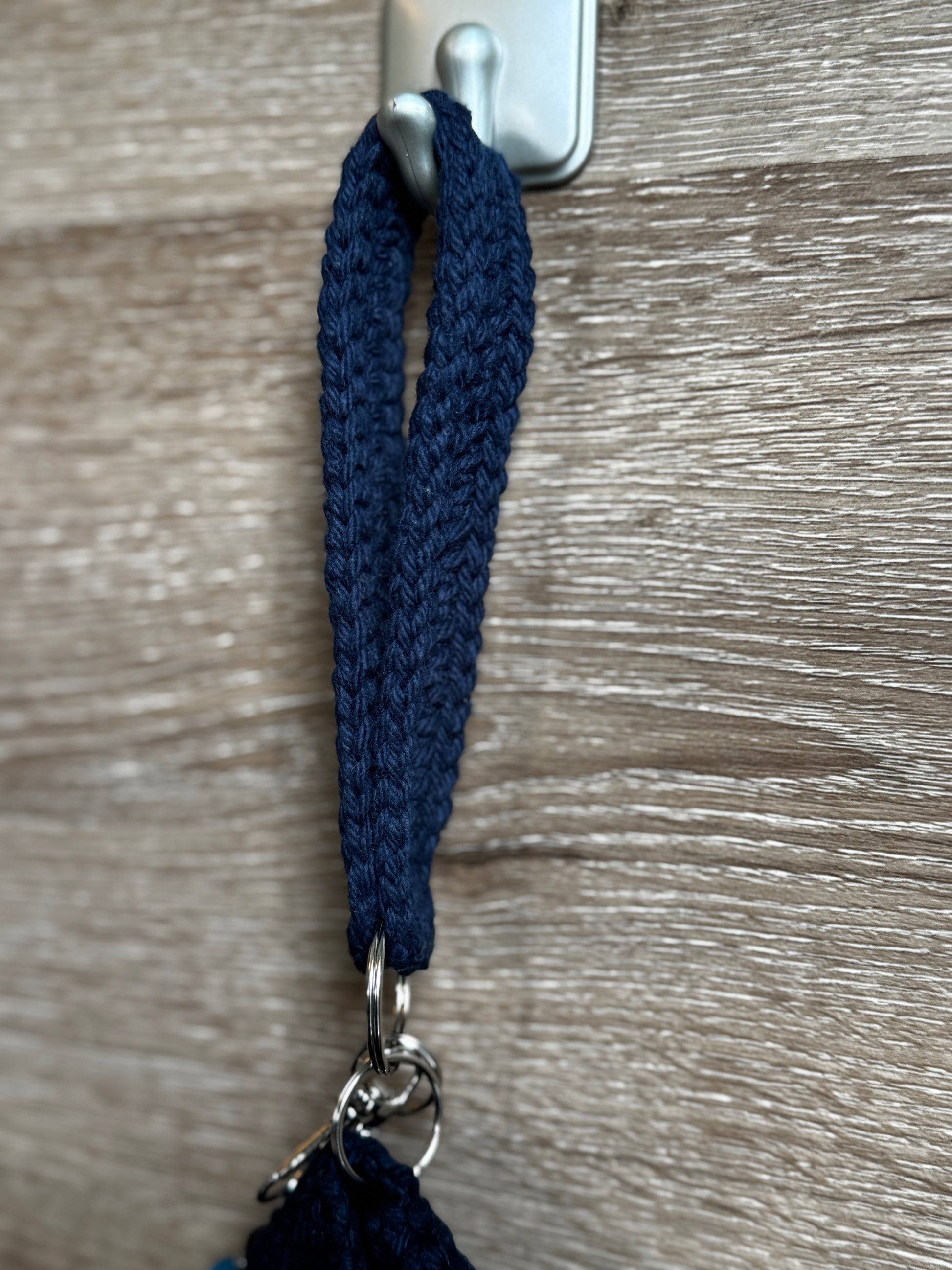 Crochet keychain with card holder - Navy