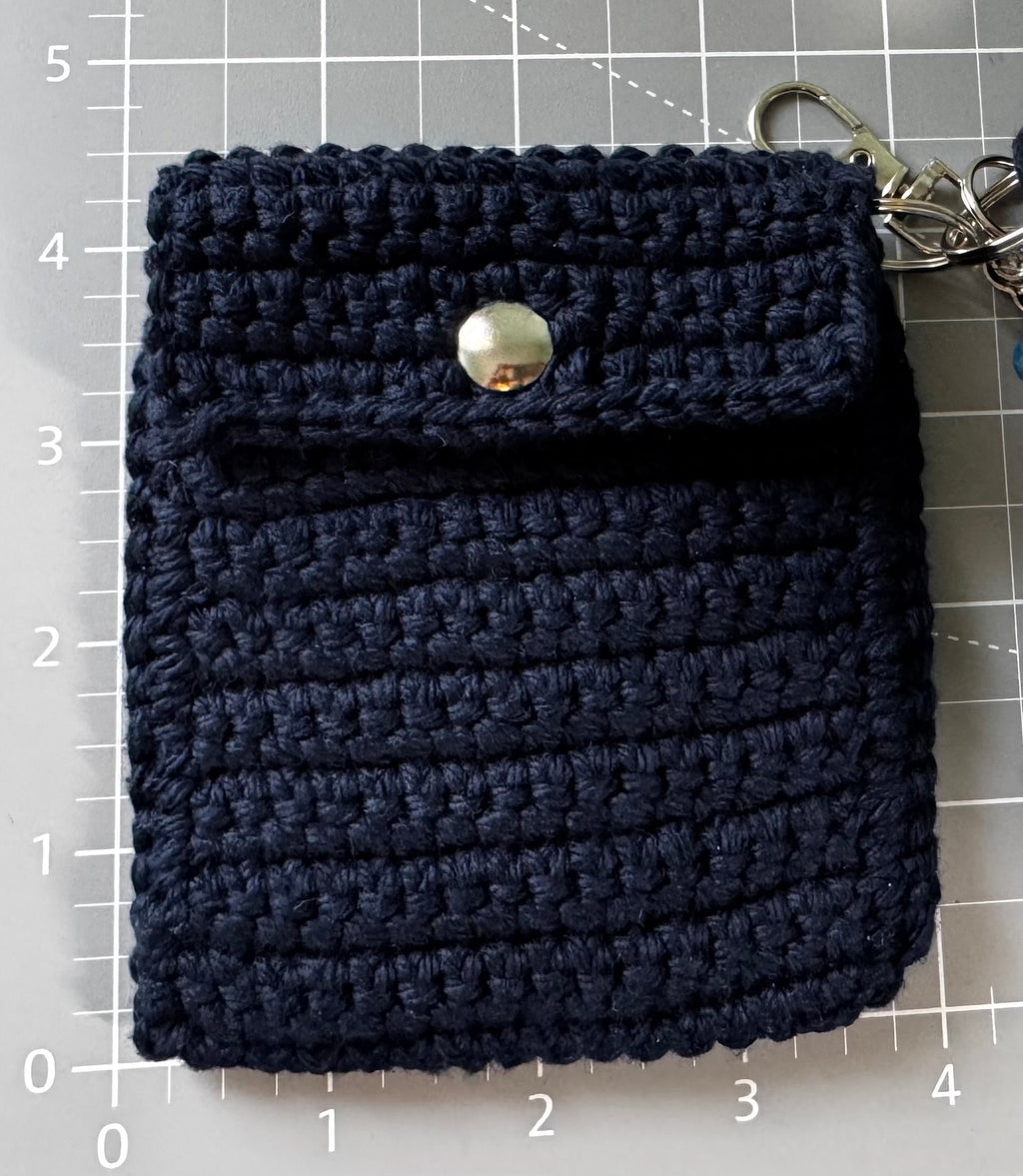 Crochet keychain with card holder - Navy