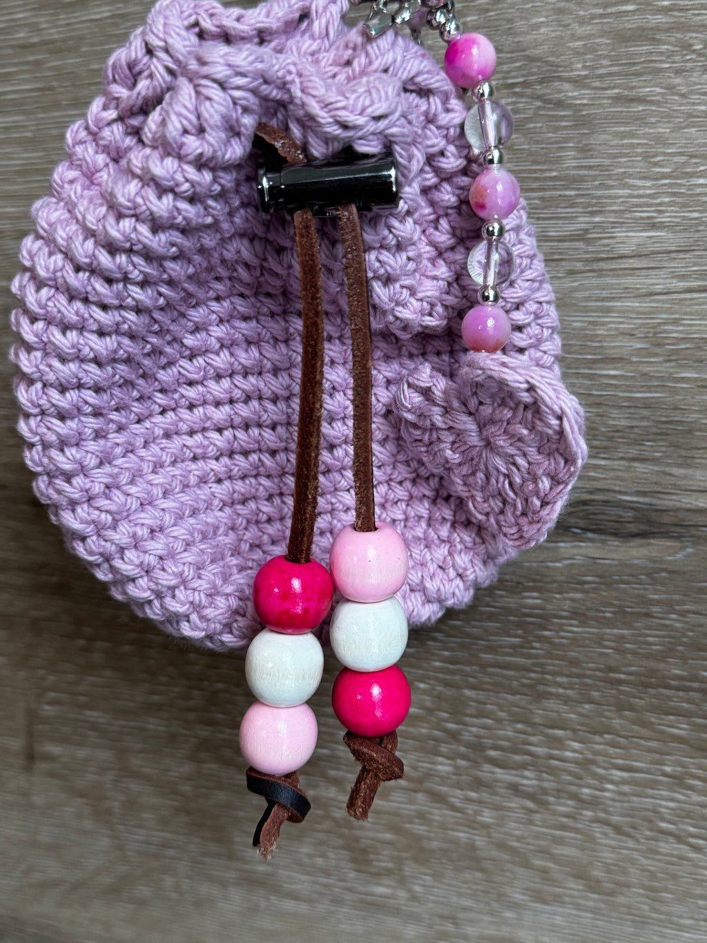 Crochet keychain with pouch - Pink