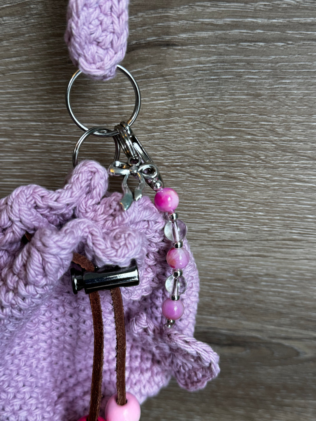 Crochet keychain with pouch - Pink