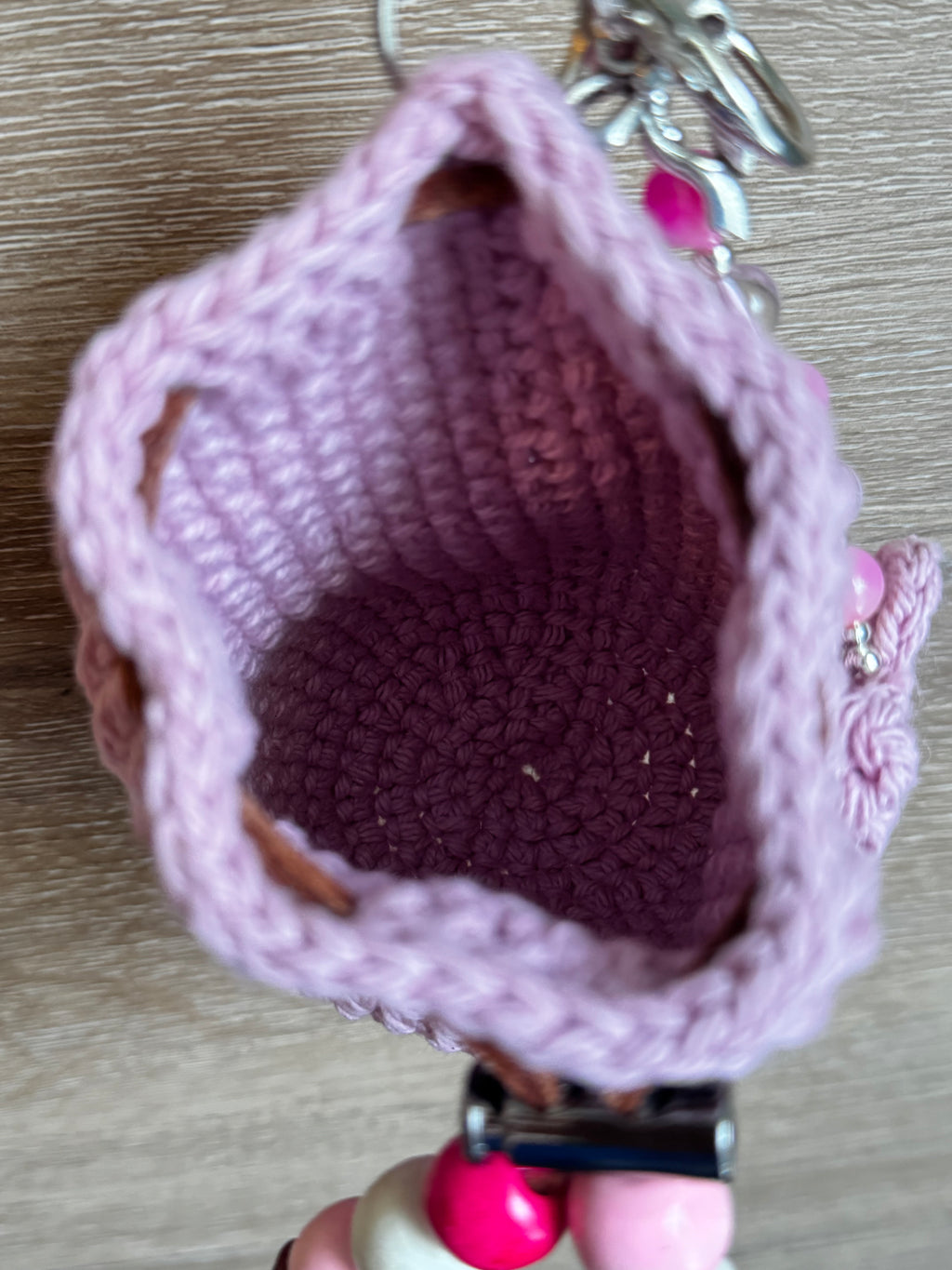 Crochet keychain with pouch - Pink