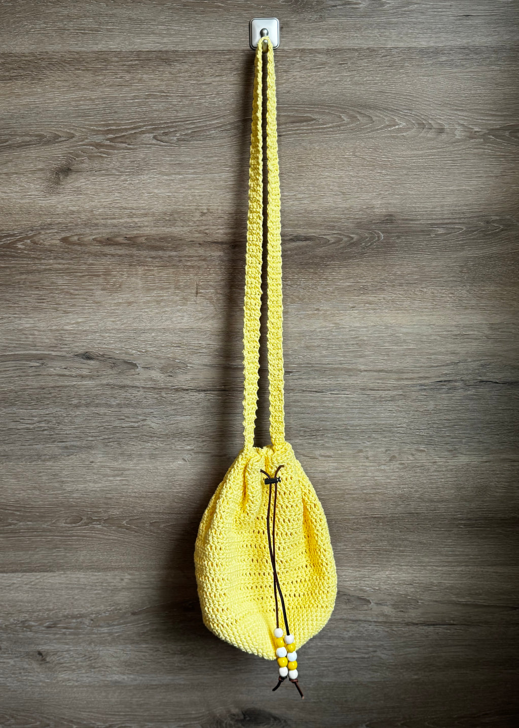 Crochet Bag - Yellow drawstring