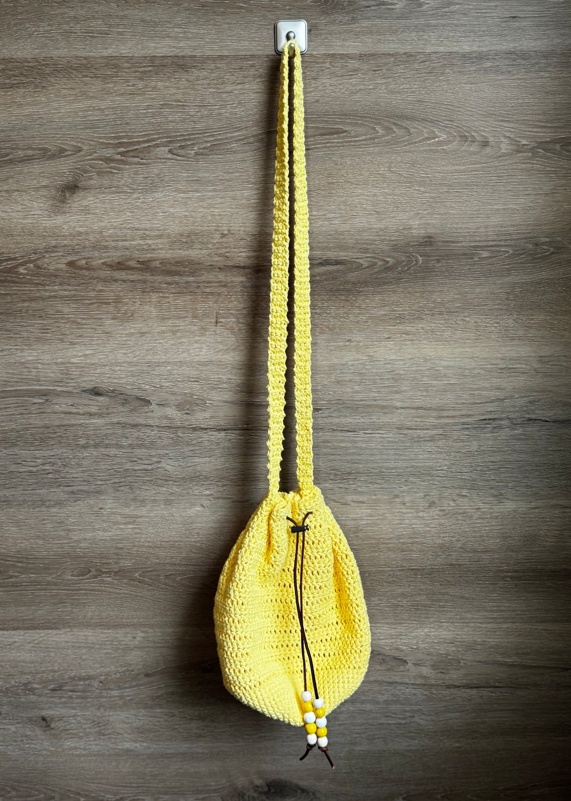 Crochet Bag - Yellow drawstring