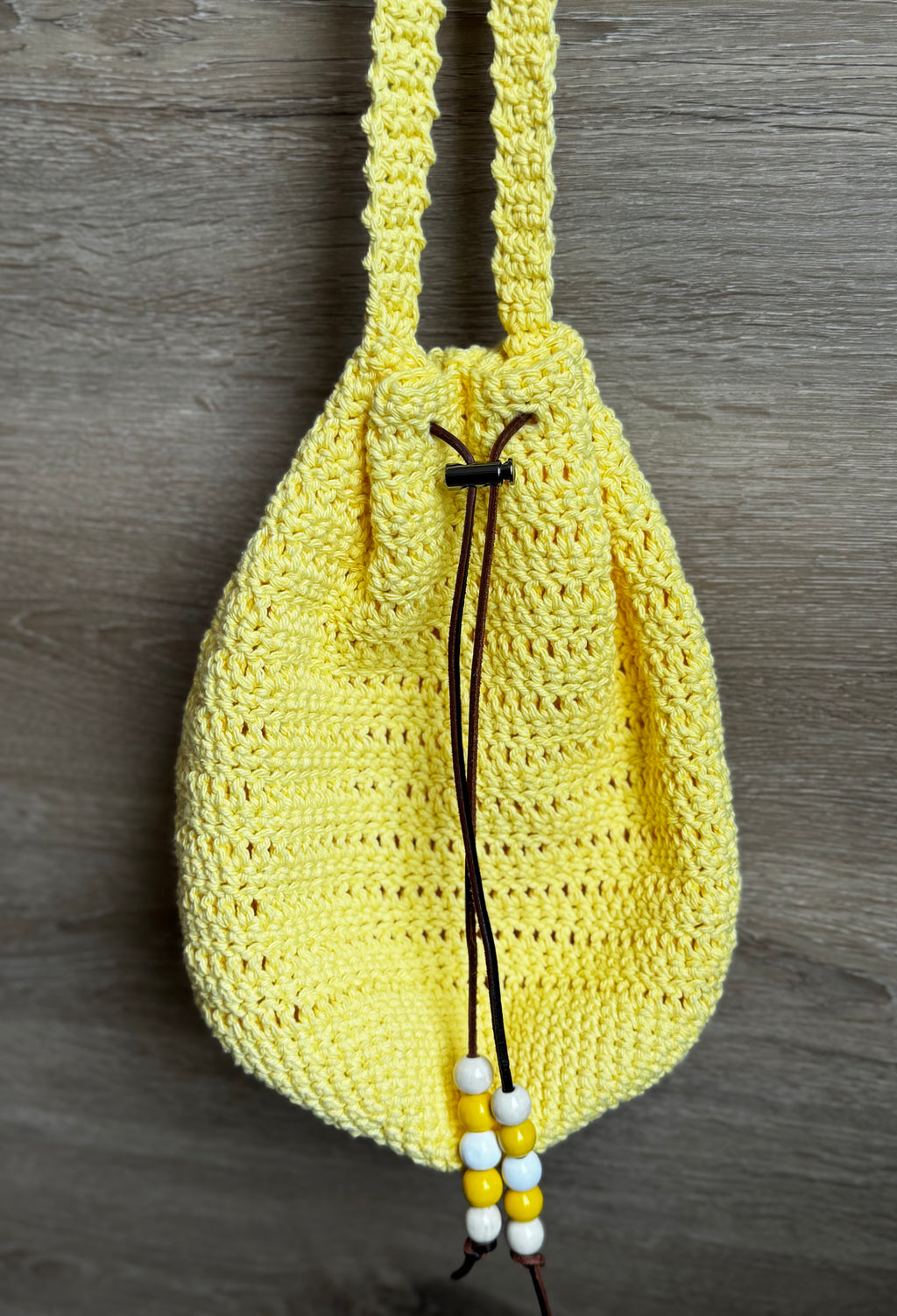 Crochet Bag - Yellow drawstring