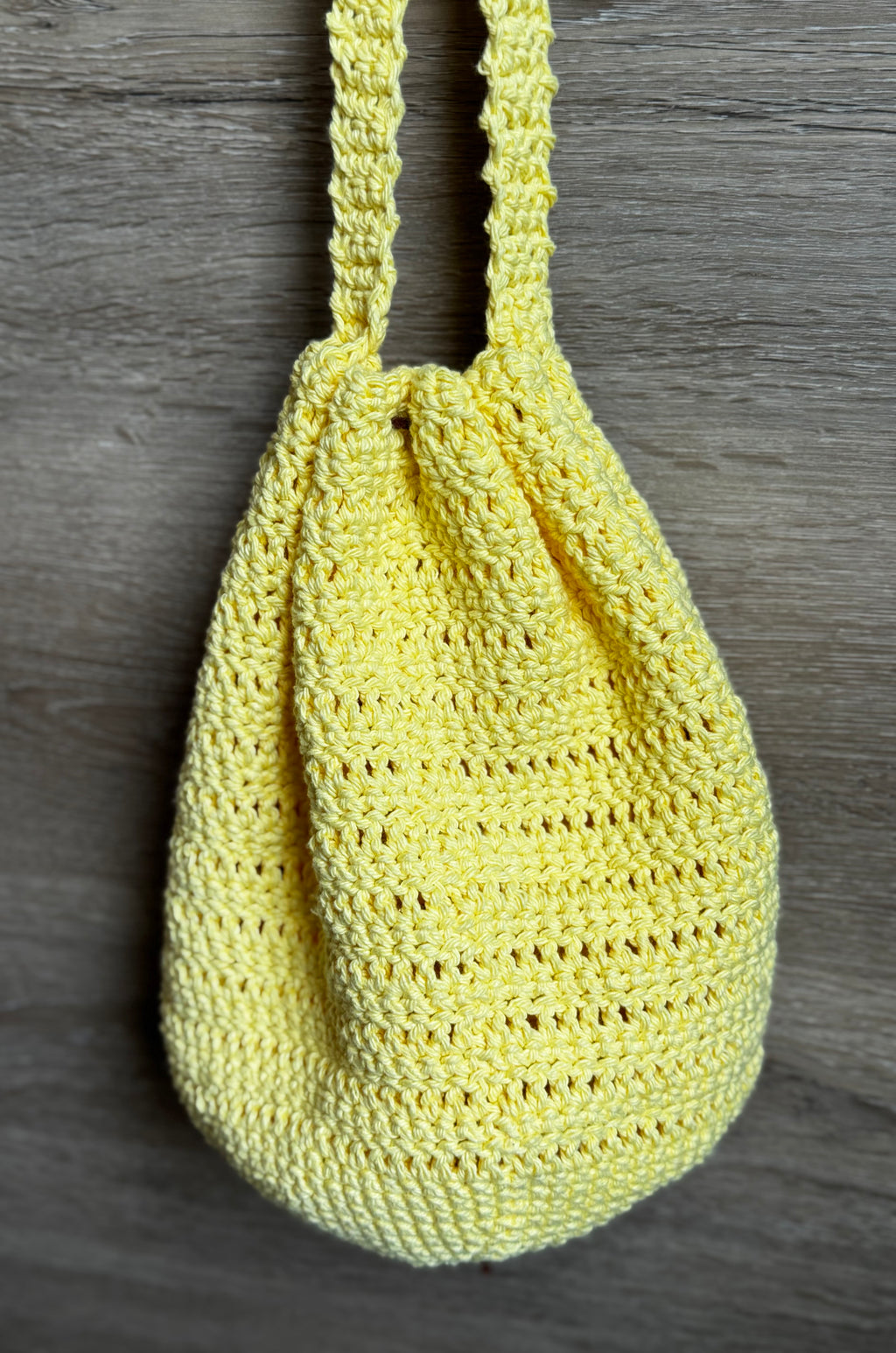 Crochet Bag - Yellow drawstring