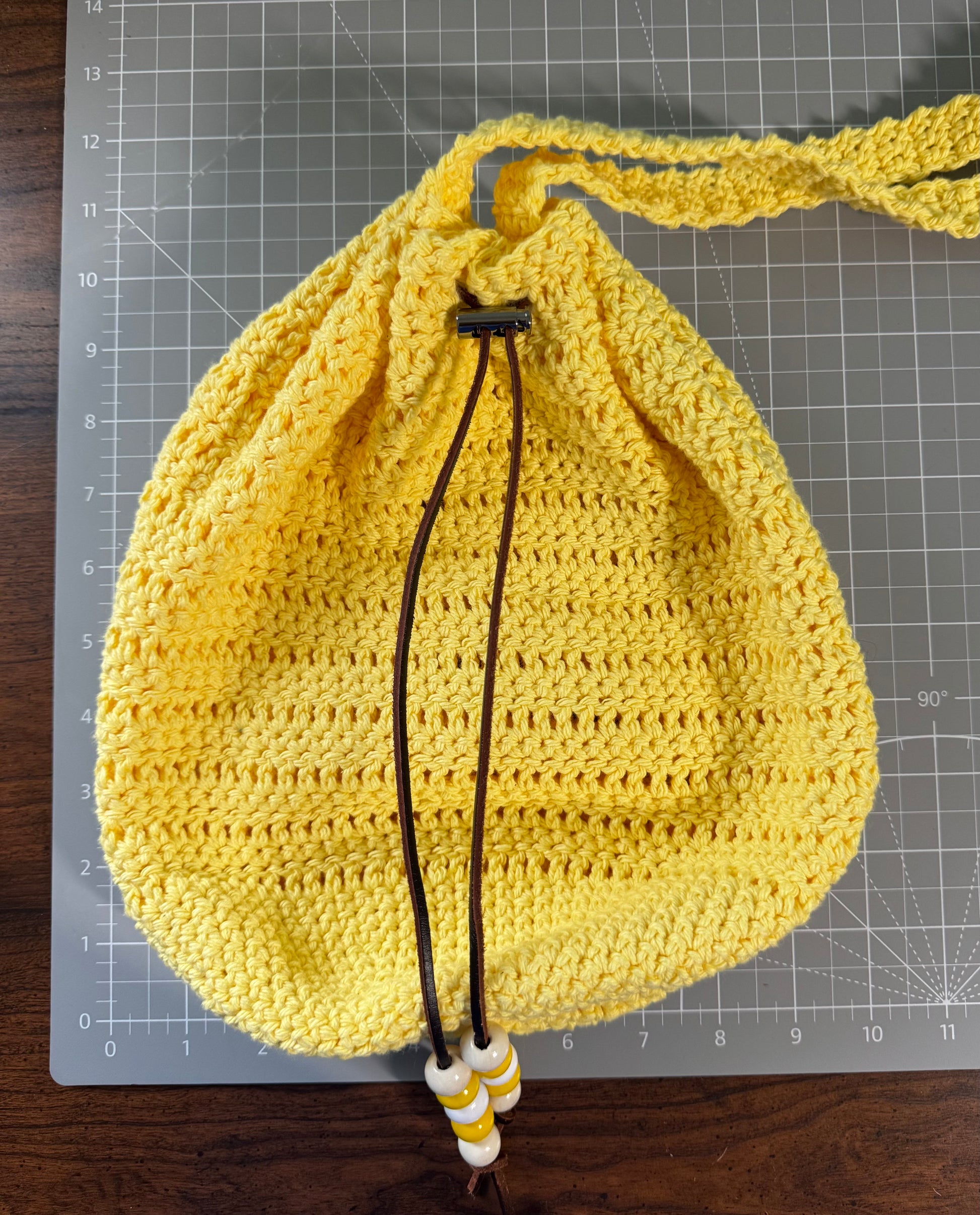 Crochet Bag - Yellow drawstring