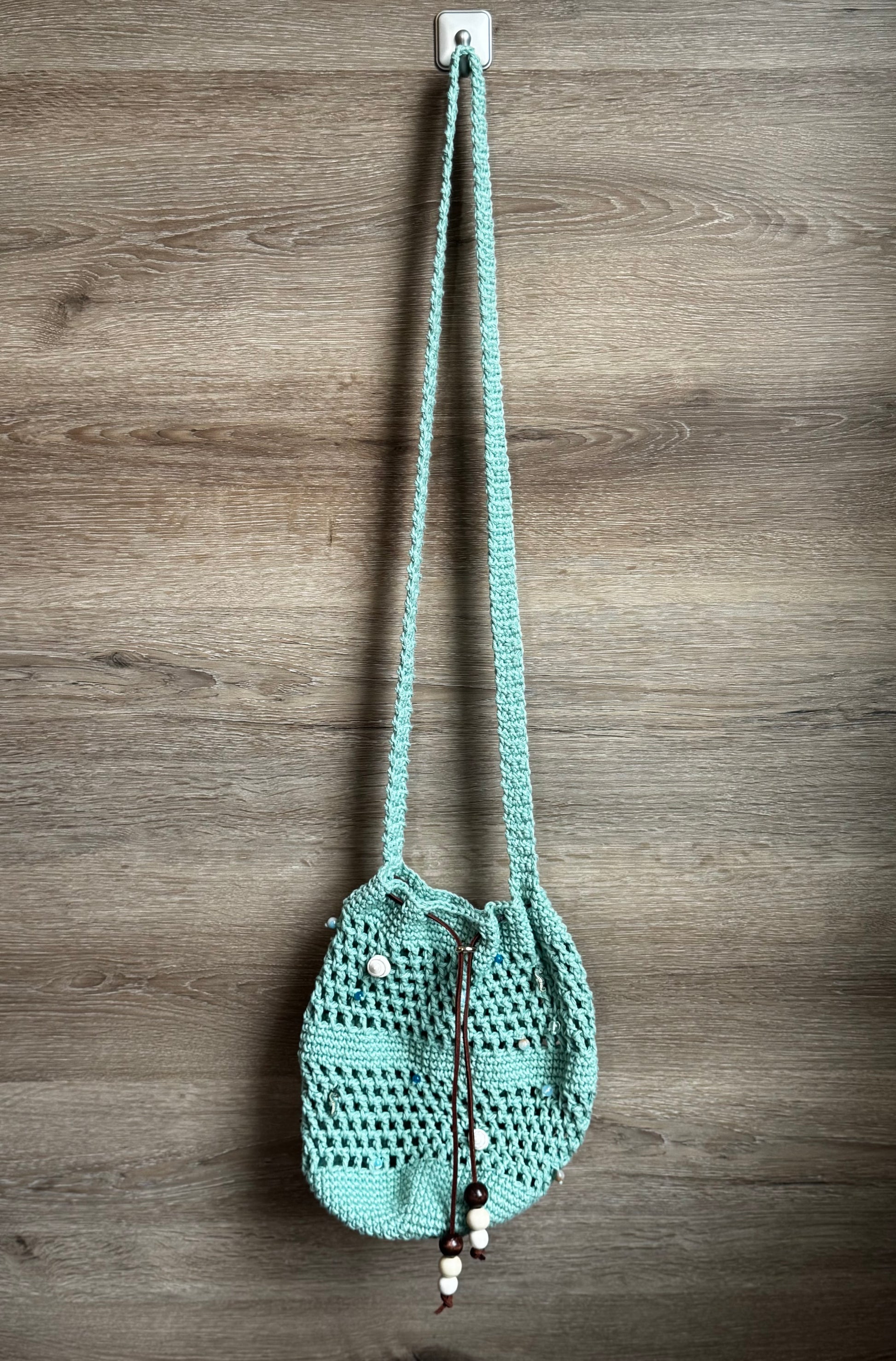 Crochet Bag - Sea Drawstring