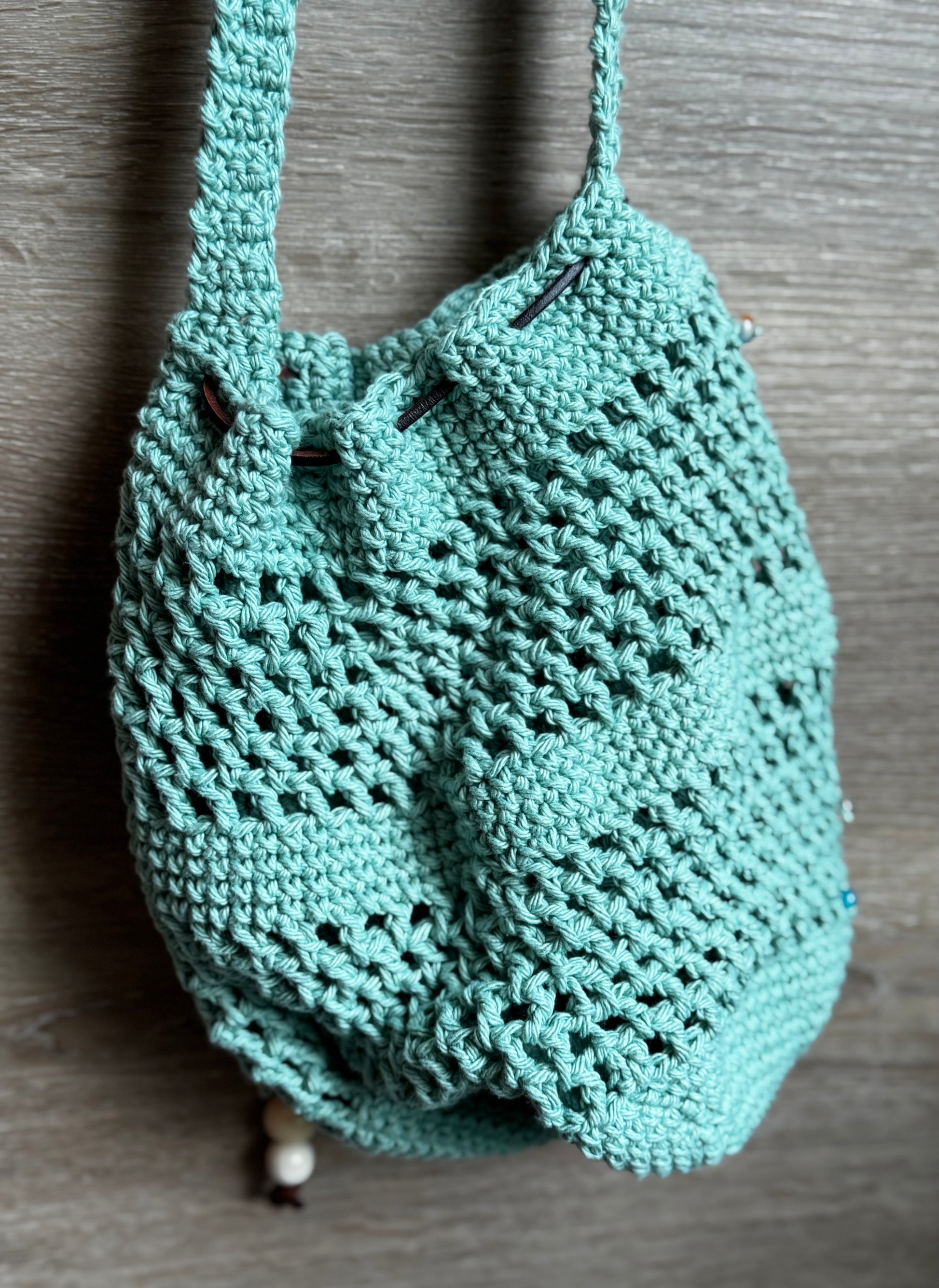 Crochet Bag - Sea Drawstring