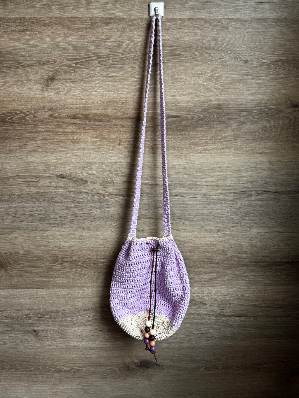 Crochet Bag - Purple Drawstring