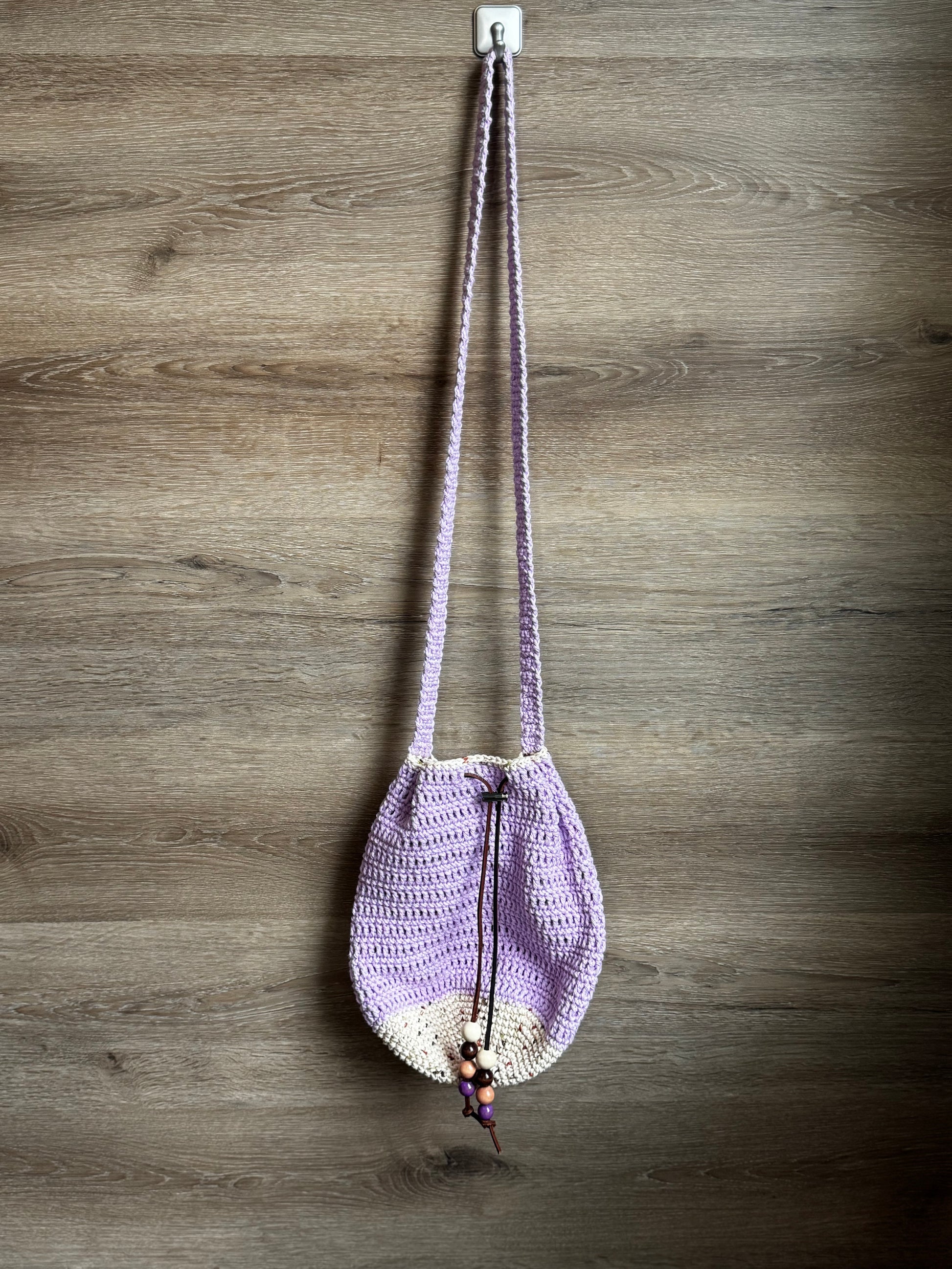 Crochet Bag - Purple Drawstring