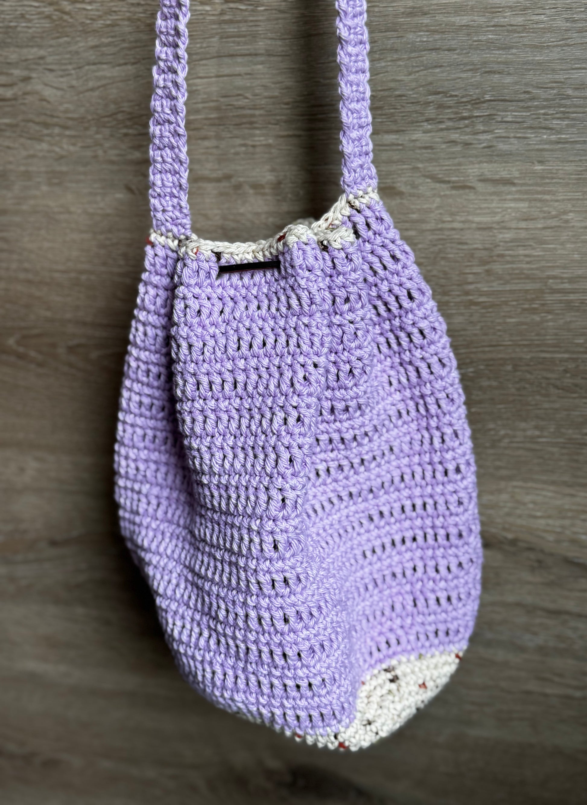 Crochet Bag - Purple Drawstring