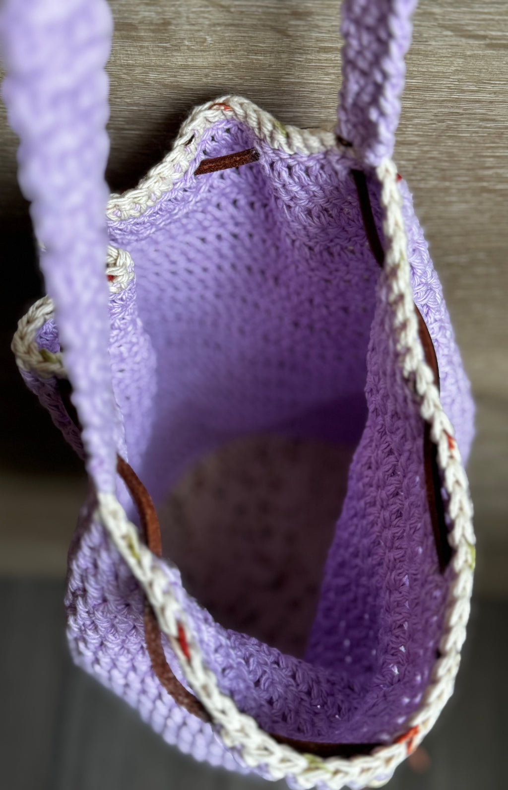Crochet Bag - Purple Drawstring