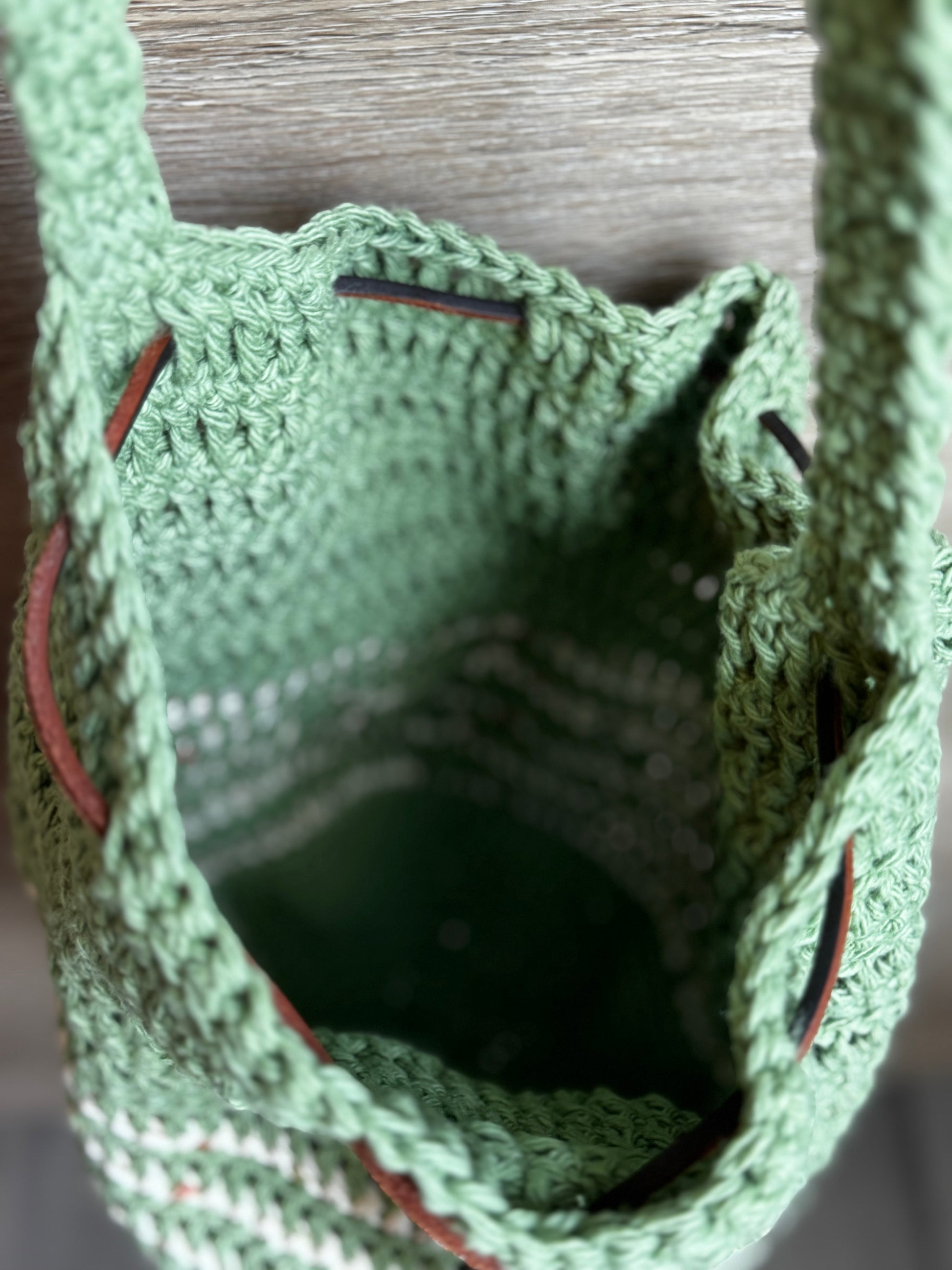 Crochet Bag - Green Drawstring