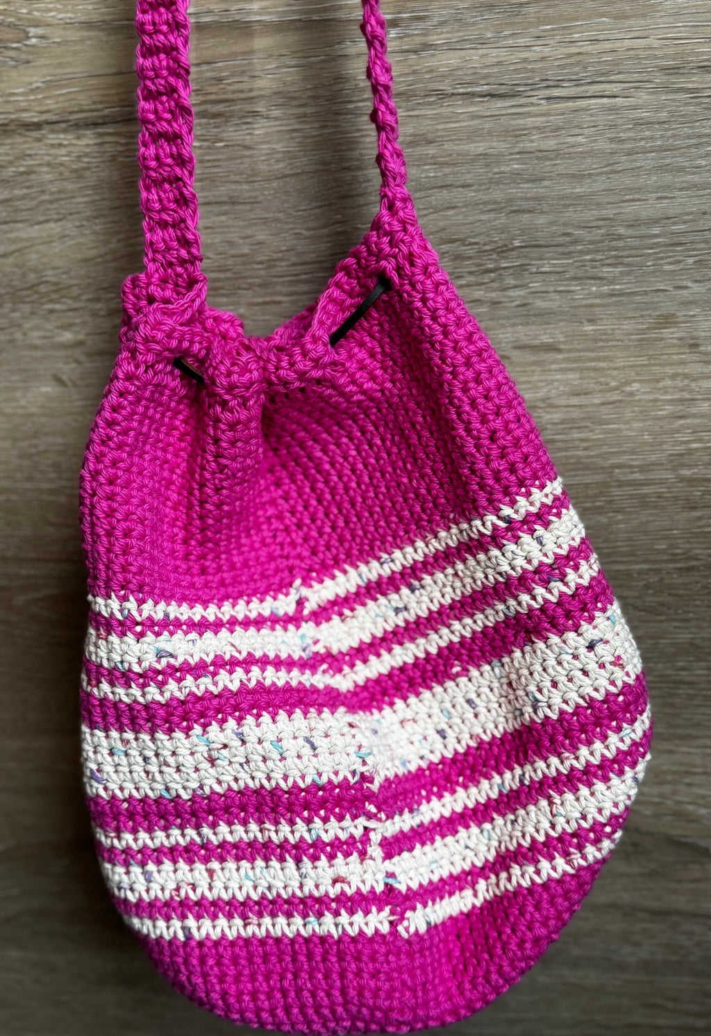 Crochet Bag - Pink Drawstring